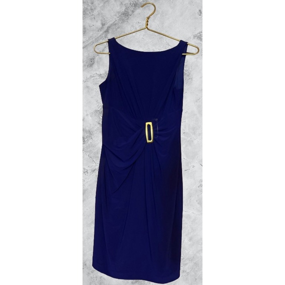 Anne Klein Royal Blue Buckle Waist Sleeveless Sheath Dress Size 6